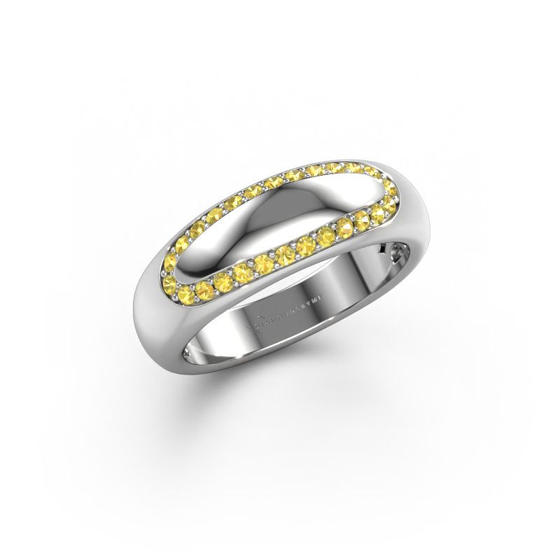Wedding ring Danique 585 white gold yellow sapphire ±6x3 mm