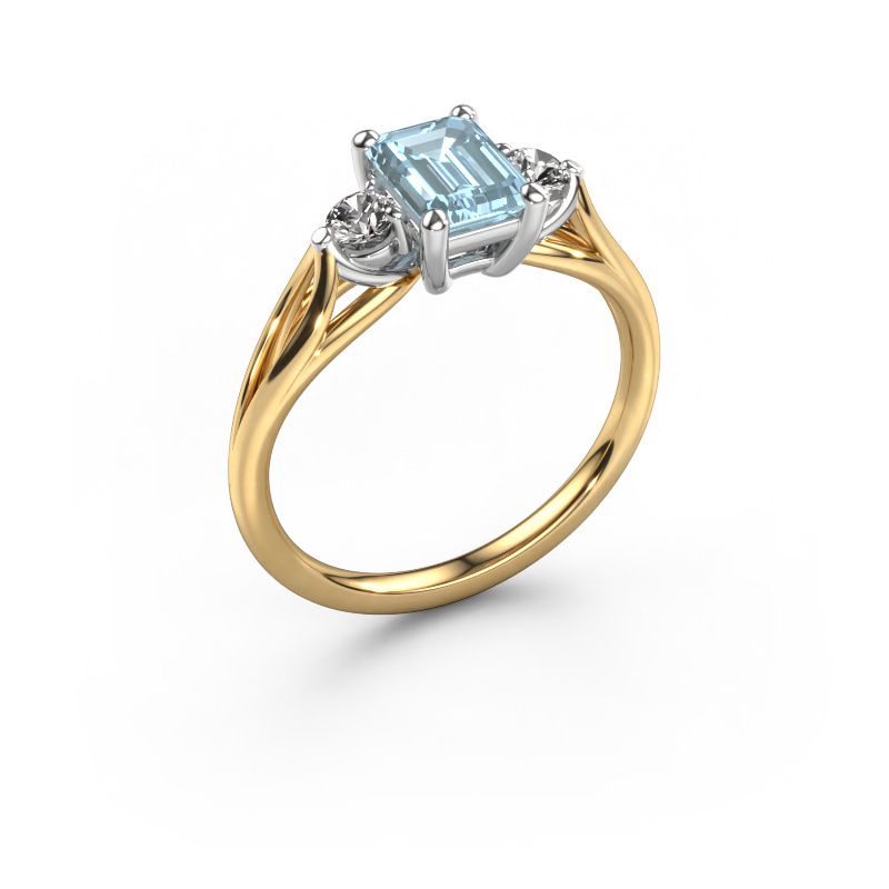 Engagement ring Amie EME 585 gold blue lab grown diamond 7x5 mm