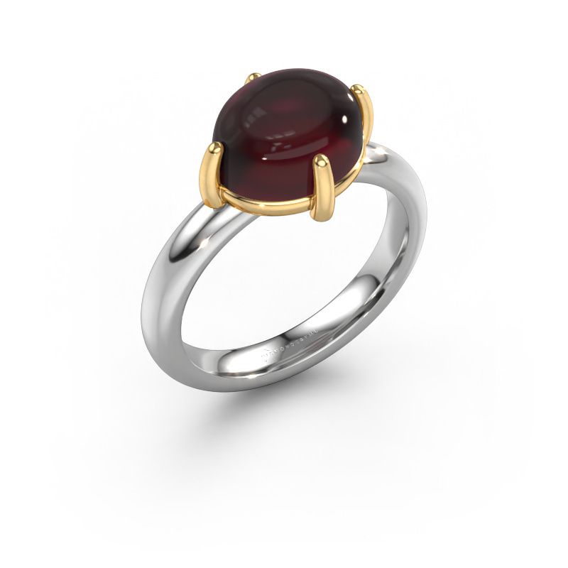 Bague Melodee 585 or blanc grenat 10x8 mm