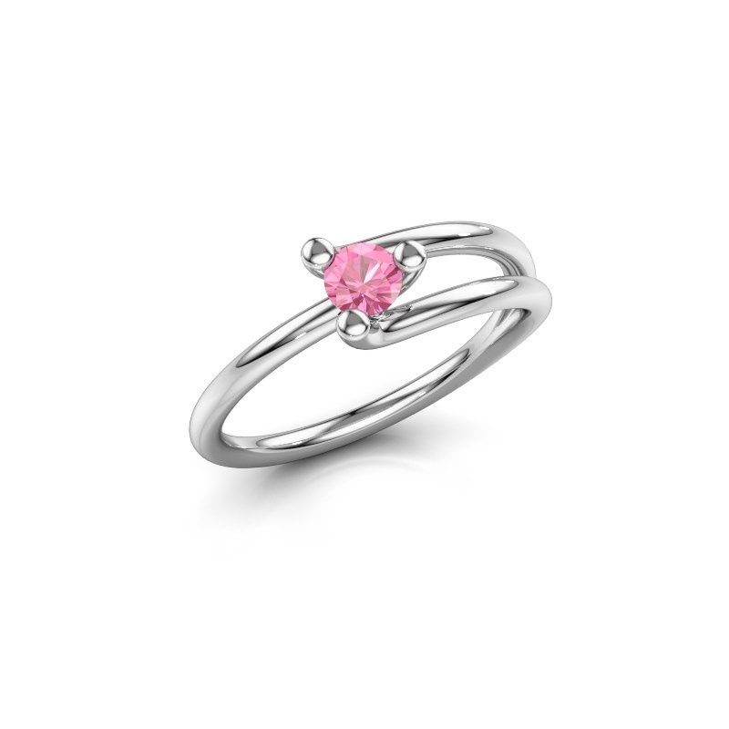 Image of Ring Roosmarijn<br/>585 white gold<br/>Pink sapphire 3.7 mm