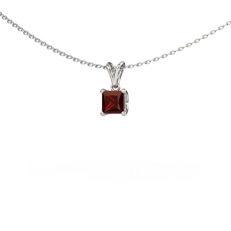 Pendant Sam SQR 585 white gold garnet 4.5 mm
