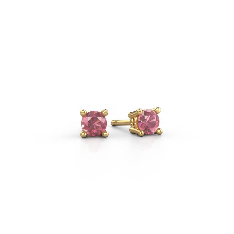 Stud earrings Jannette 585 gold tourmaline pink 4 mm