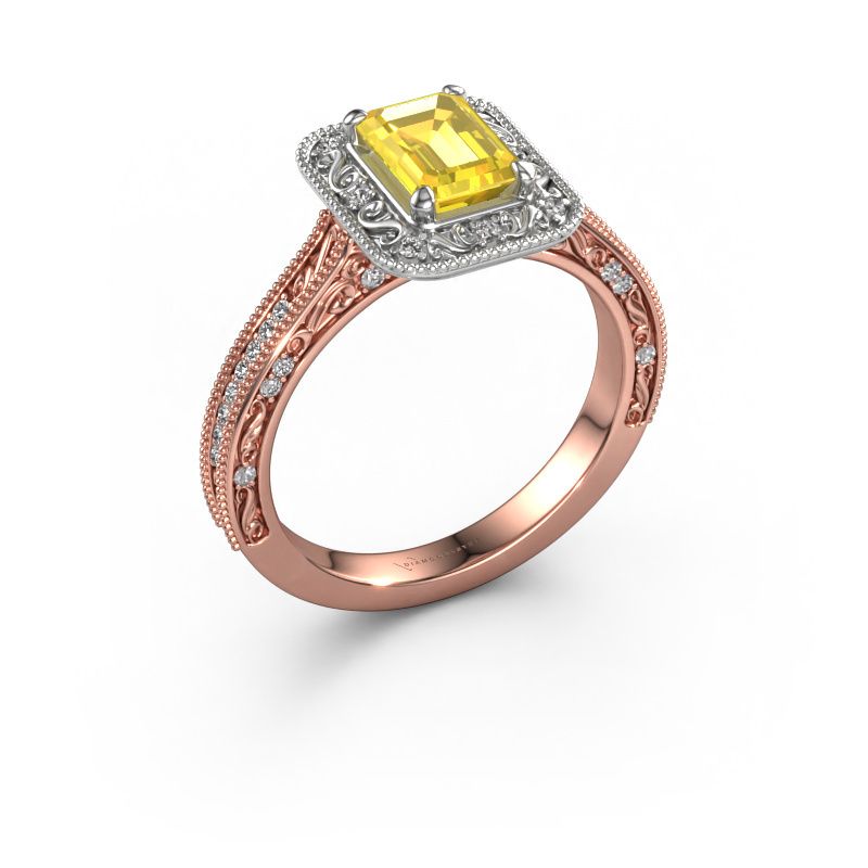 Verlobungsring Alice EME 585 Roségold Gelb Saphir 7x5 mm