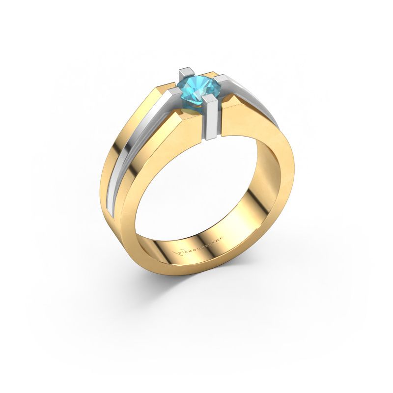 Herrering Kiro 585 gull blå topas 5 mm