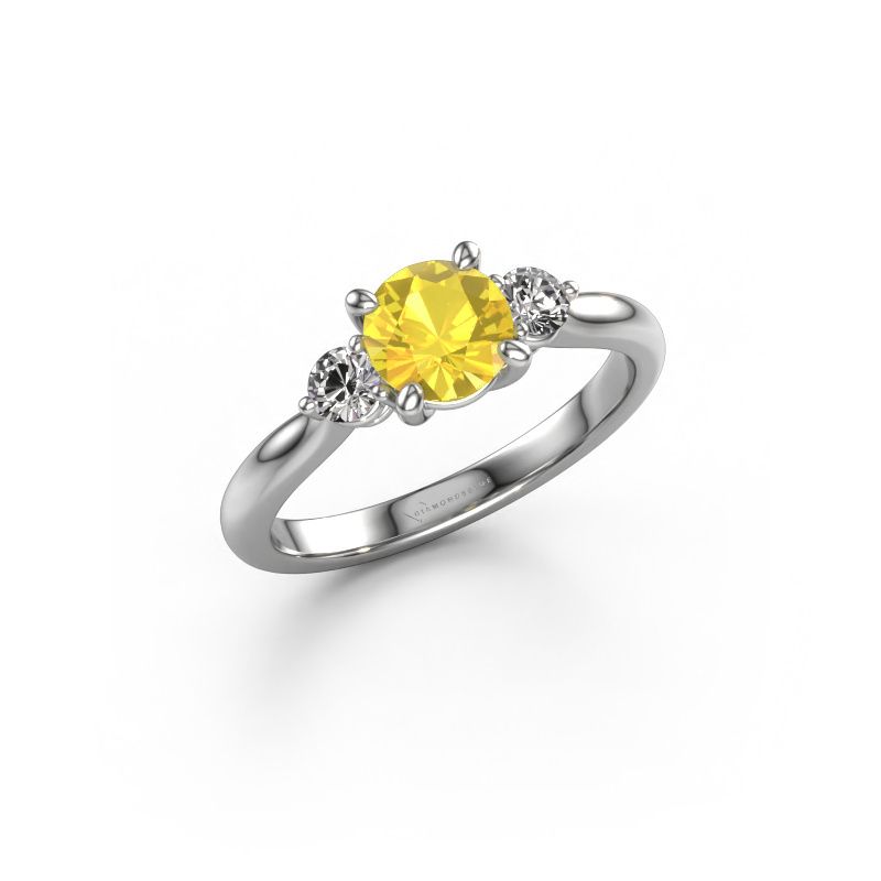 Verlovingsring Lieselot RND 950 platina gele saffier 6.5 mm