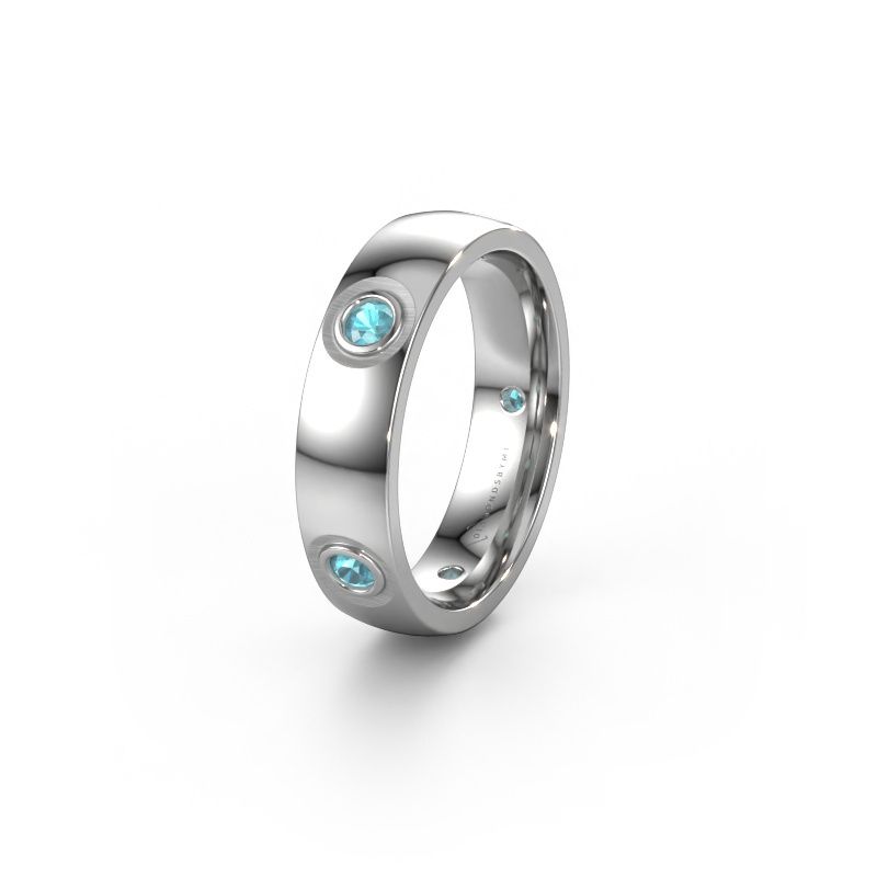 Trouwring WH0139L25BP 585 witgoud blauw topaas ±5x2 mm