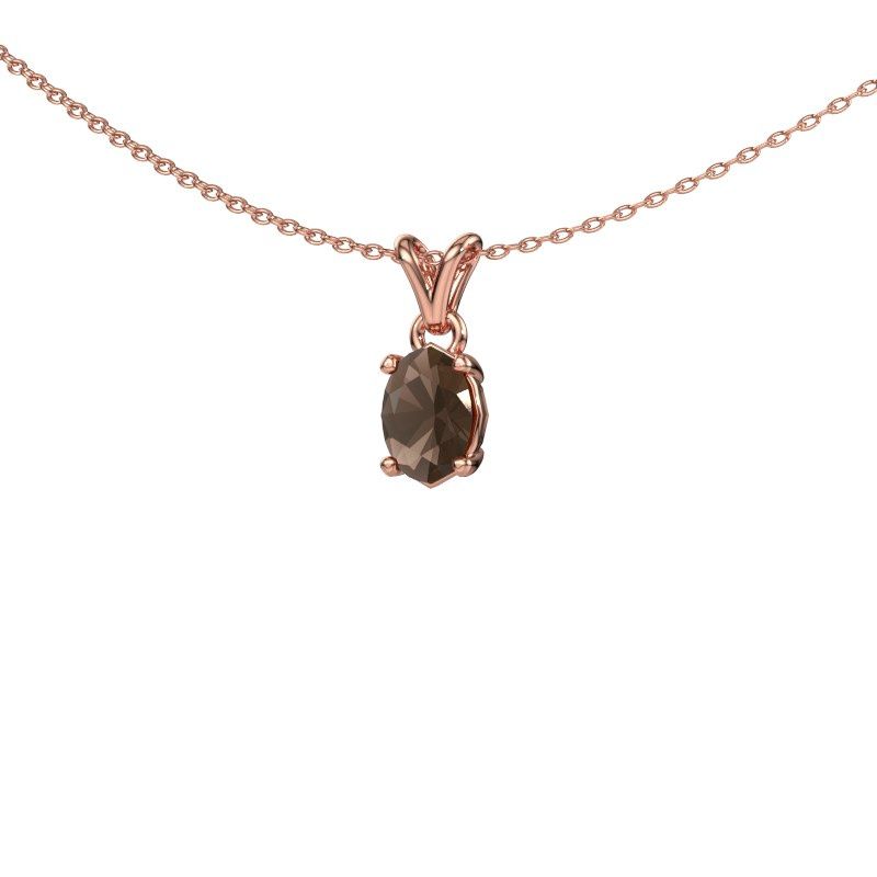 Hanger Lucy 1 585 rosé goud rookkwarts 7x5 mm
