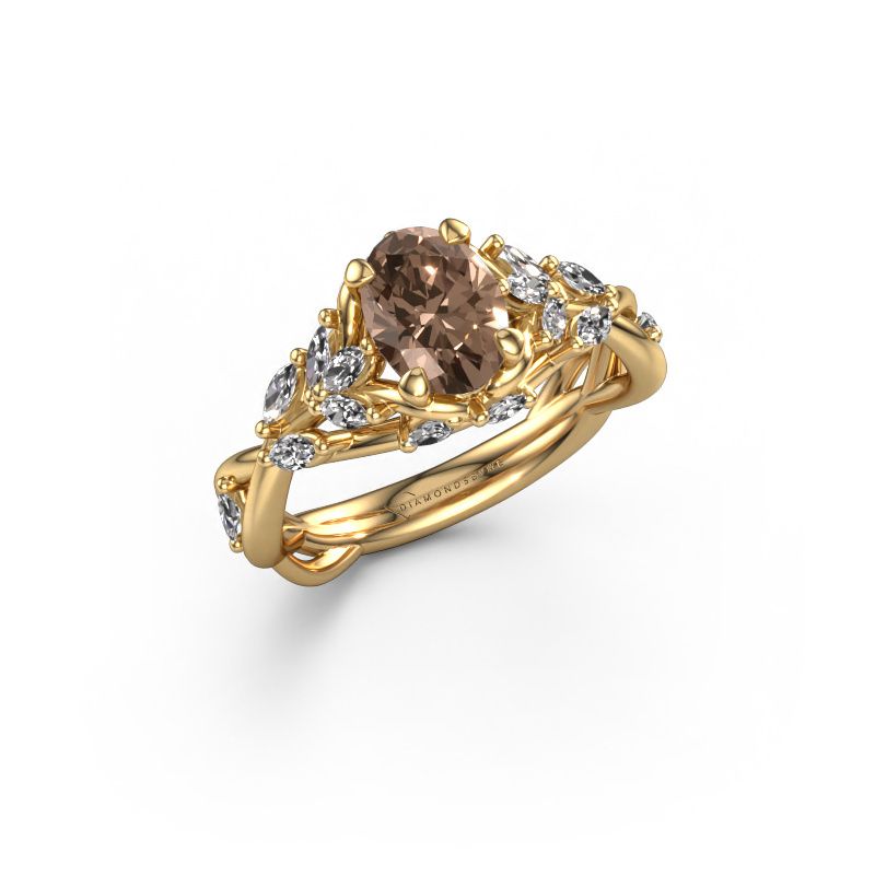 Verlovingsring Samantha OVL 585 goud bruine diamant 1.20 crt
