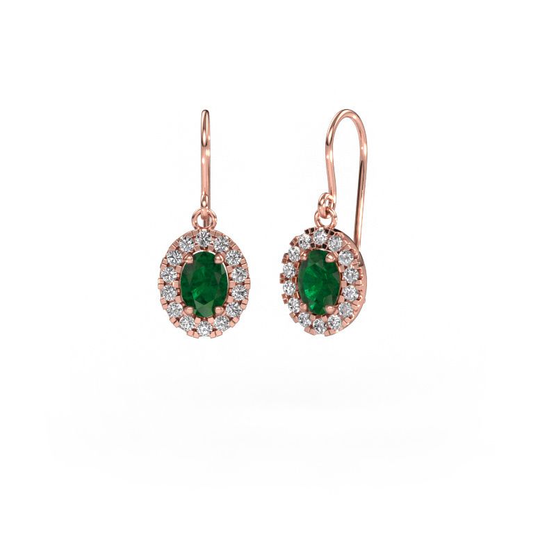 Pendants d'oreilles Jorinda 1 585 or rose emeraude 7x5 mm
