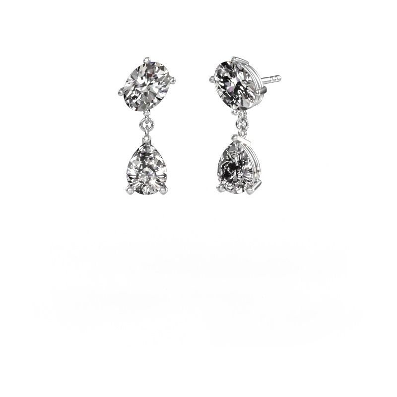 Boucles d'oreilles Toi et Moi OVL-PER 950 platine diamant synthétique 4.20 crt