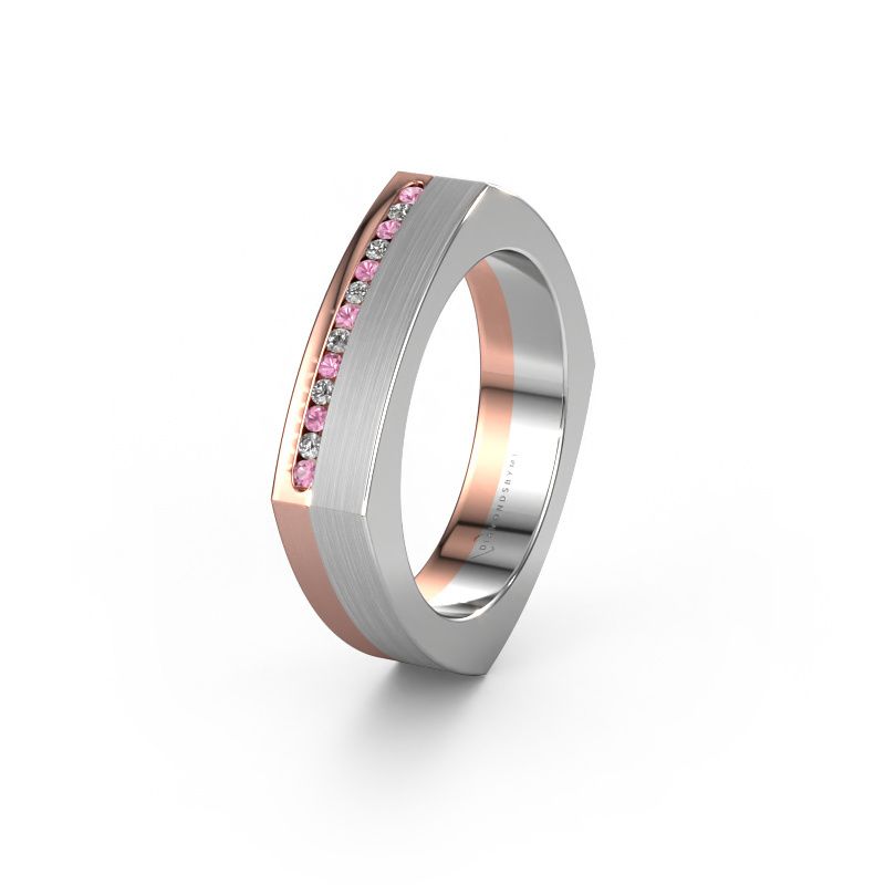 Bague de mariage WH2005L 585 or rose saphir rose ±5x2 mm