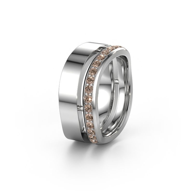 Weddings ring WH6008L18BP 585 white gold brown diamond ±0.39x0.08 in