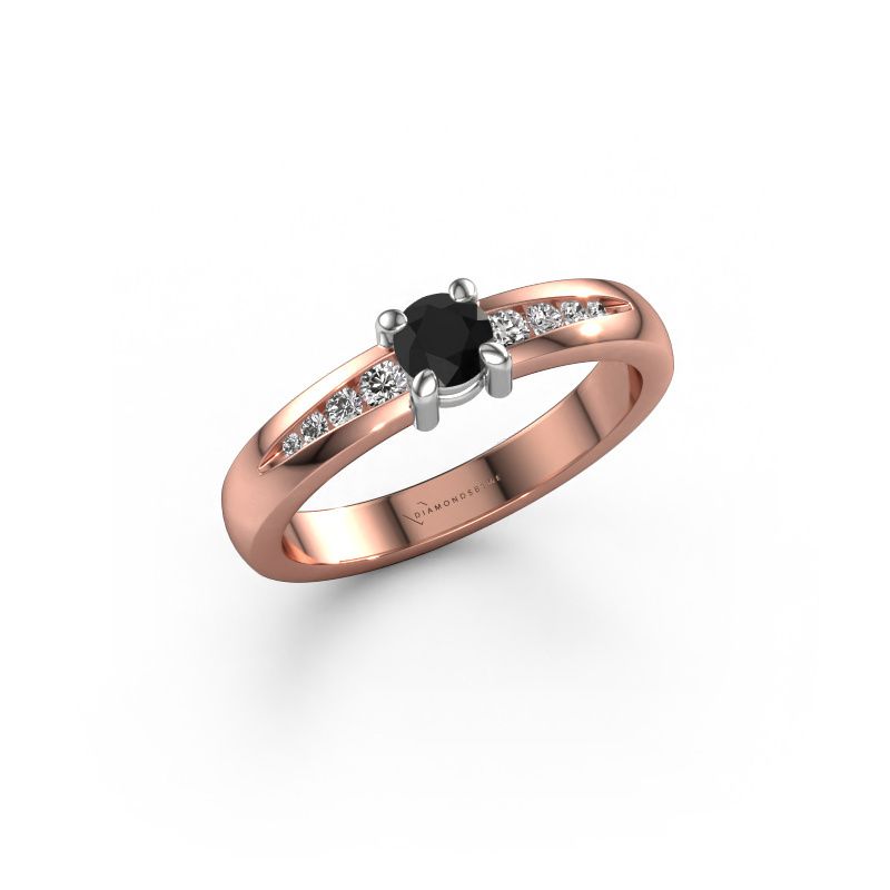 Bague de fiançailles Zohra 585 or rose diamant noir 0.433 crt