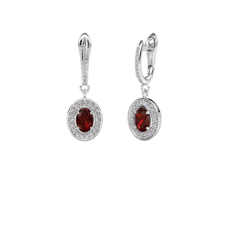 Afbeelding van Oorhangers Layne 2<br/>950 platina<br/>Granaat 7x5 mm