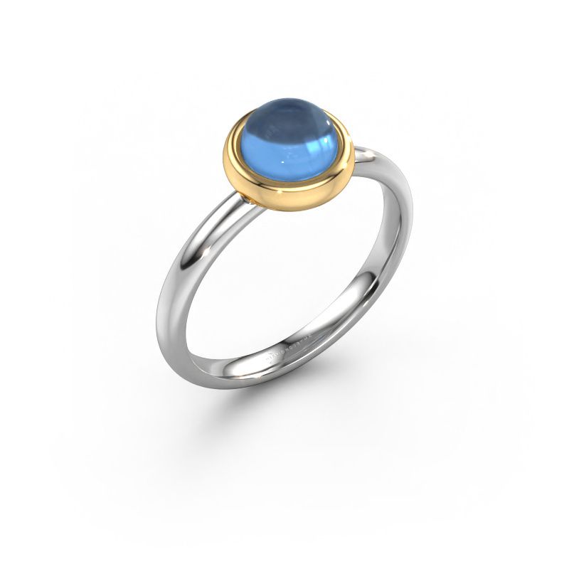 Ring Blossom RND 585 white gold blue topaz 5 mm