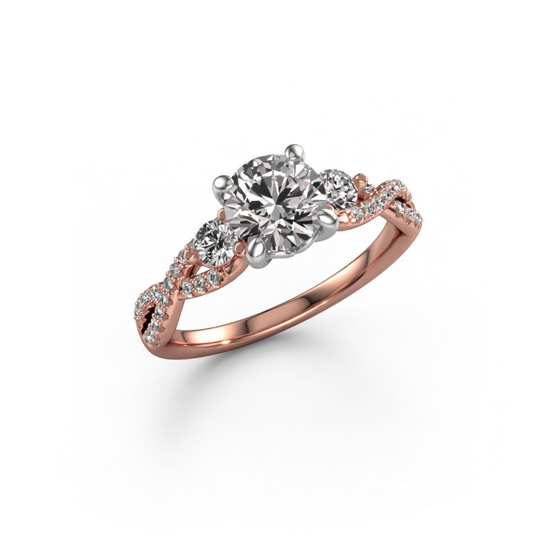 Engagement ring Marilou RND 585 rose gold zirconia 6.5 mm
