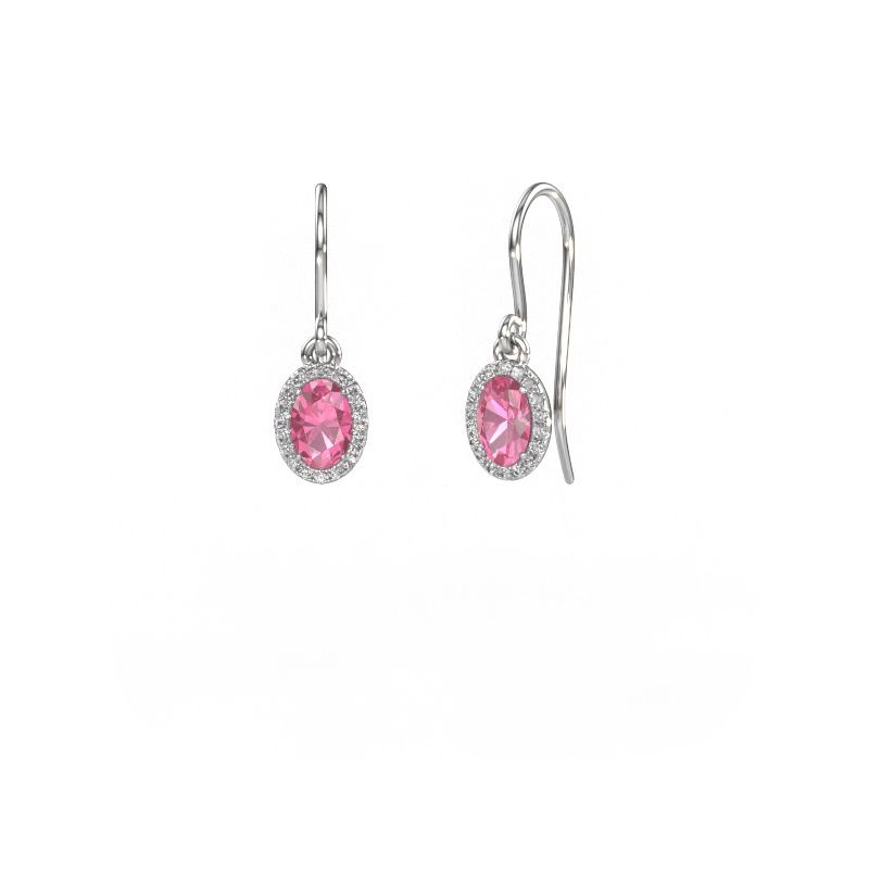 Ohrhänger Seline ovl 950 Platin Pink Saphir 6x4 mm