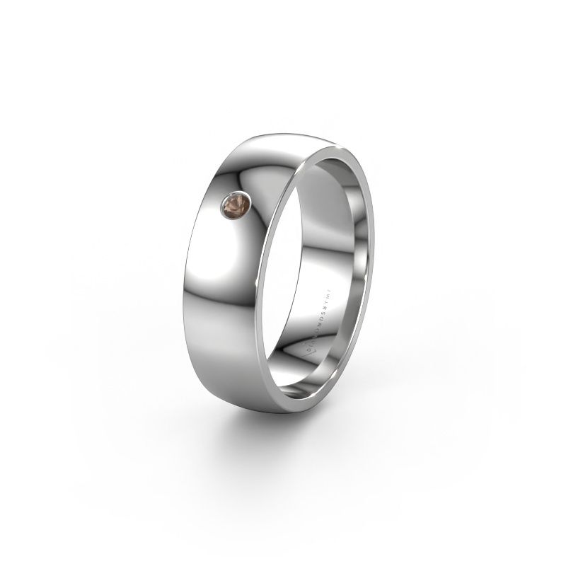 Trouwring WH0101L26AP 585 witgoud rookkwarts ±6x1.4 mm