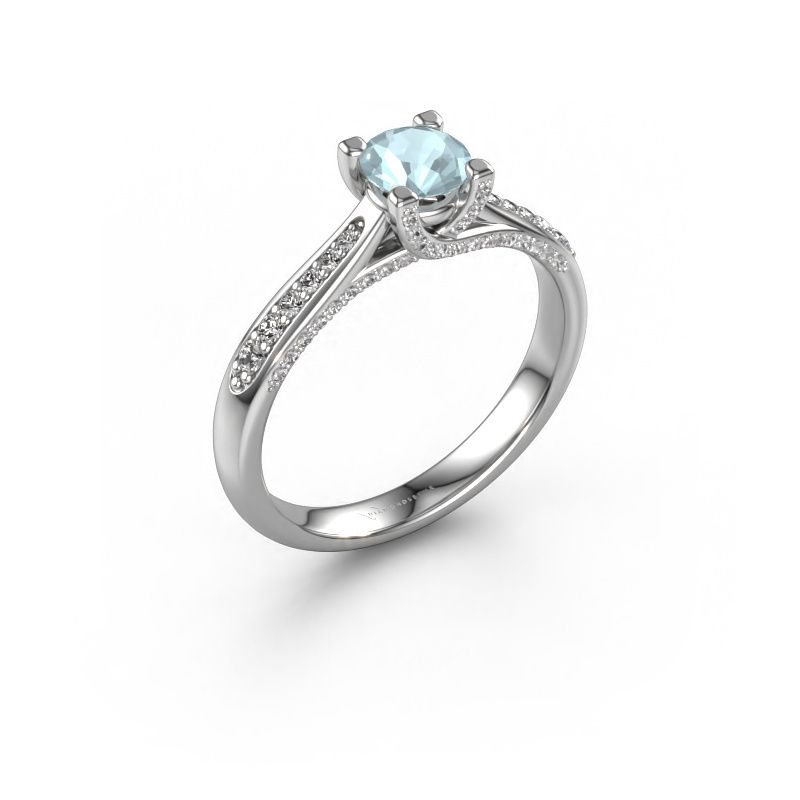 Engagement ring Mia 3 950 platinum aquamarine 5 mm