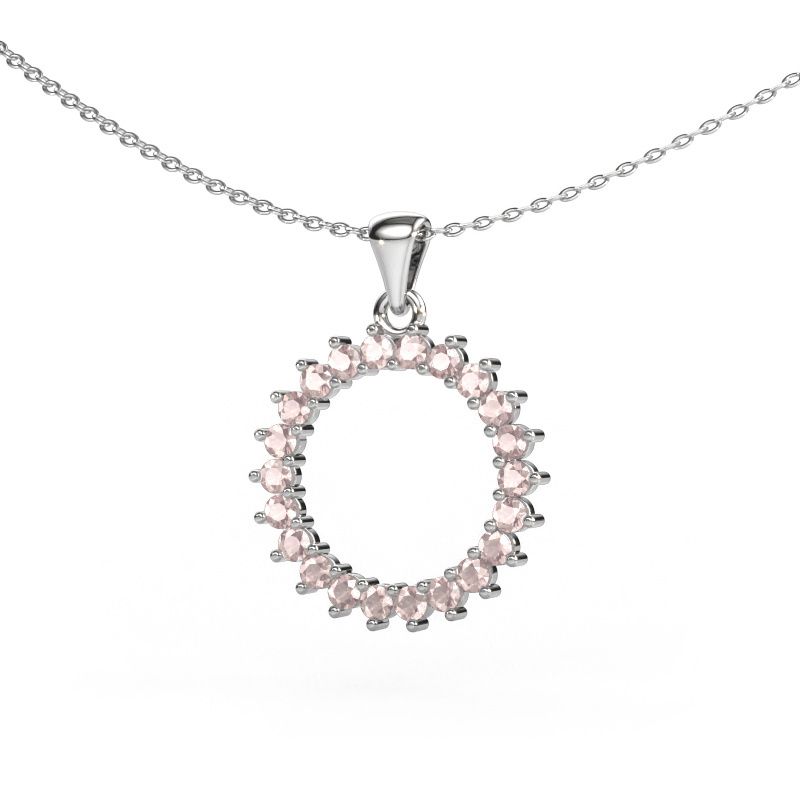 Pendant Round 3 585 white gold morganite champagne 2 mm