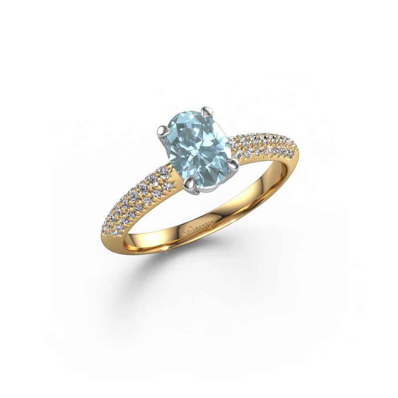 Engagement ring Morane OVL 585 gold blue lab grown diamond 7,5x5,5 mm