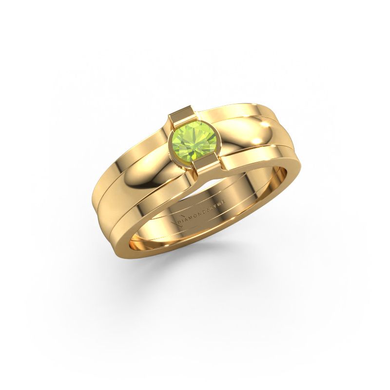 Ring Jade 585 gold peridot 4 mm