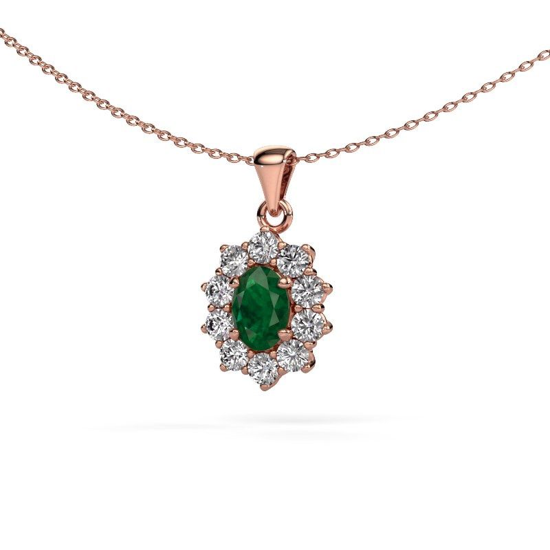 Pendant Leesa 585 rose gold emerald 7x5 mm