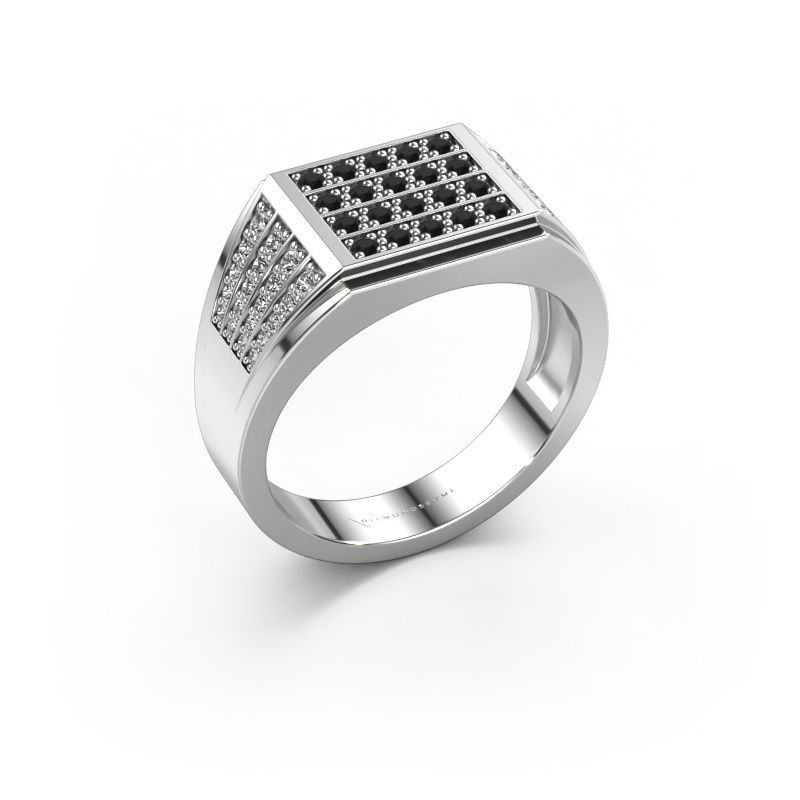 Men's ring Tim 585 white gold black diamond 0.714 crt