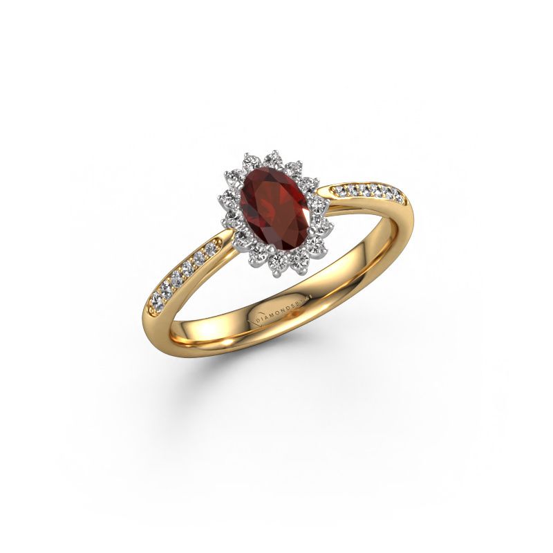 Verlobungsring Tilly ovl 2 585 Gold Granat 7x5 mm