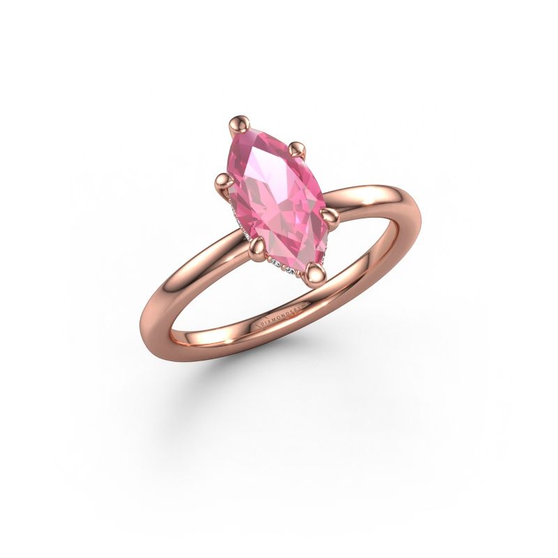 Verlovingsring Simone MRQ 2 585 rosé goud roze saffier 11x5.5 mm