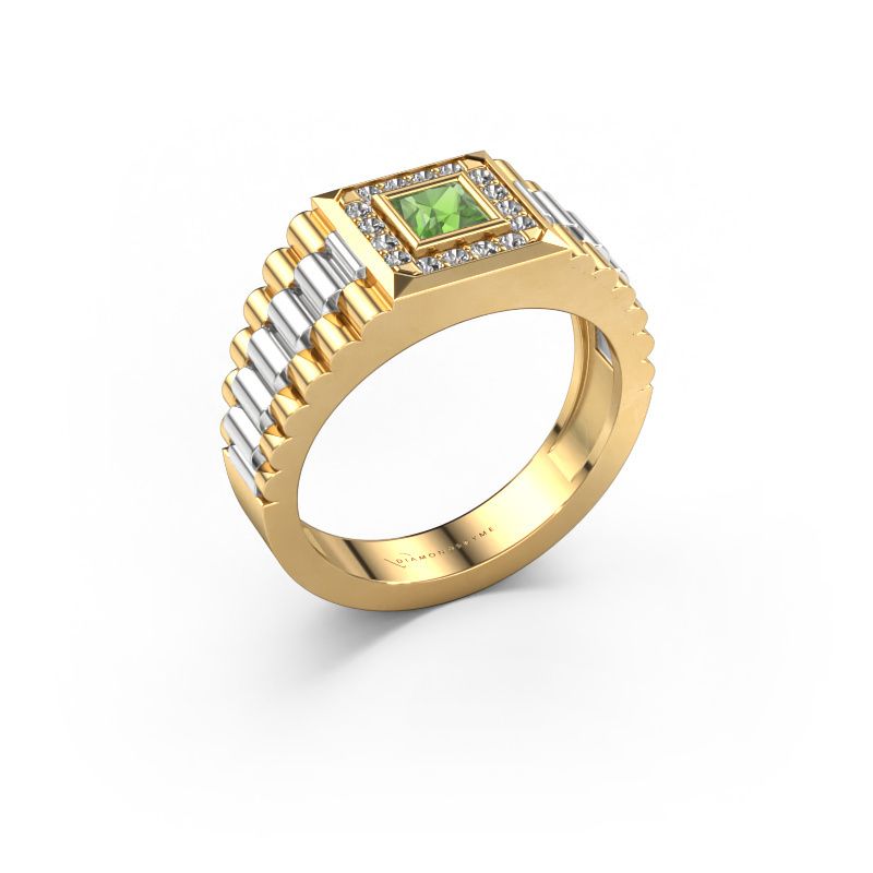 Herrenring Zilan 585 Gold Turmalin grün 4 mm