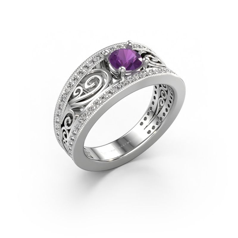 Verlovingsring Julliana 585 witgoud amethist 5 mm