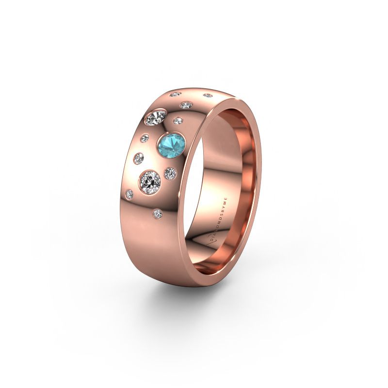 Wedding ring WH0141L26BP 585 rose gold blue topaz ±7x2 mm