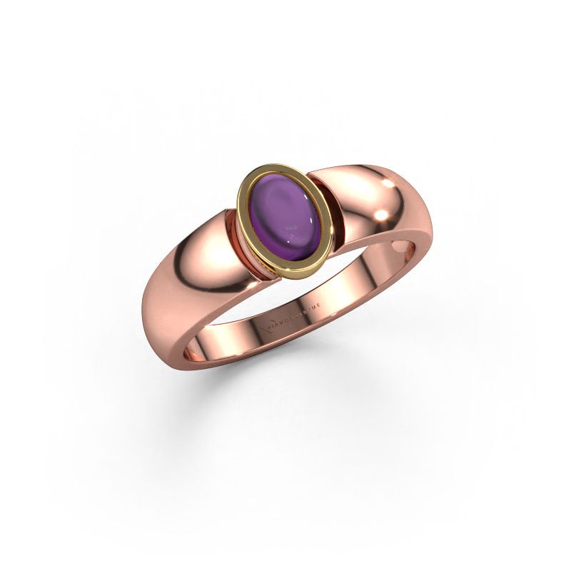 Ring Tonneke 585 rosé goud amethist 6x4 mm