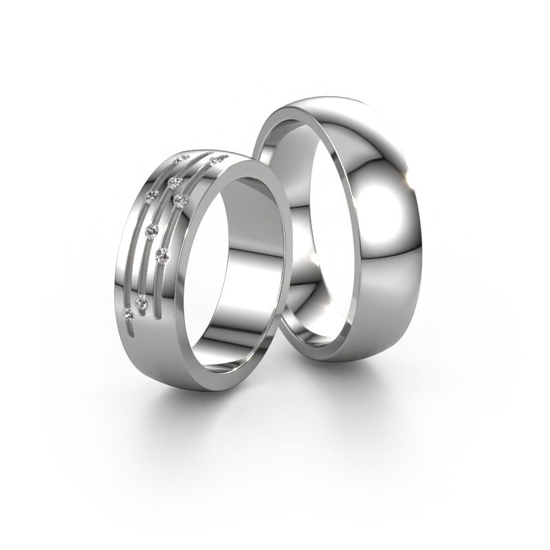 Huwelijksringen set WH0134LM26BP ±6x2 mm 14 Carat goud diamant 0.012 crt