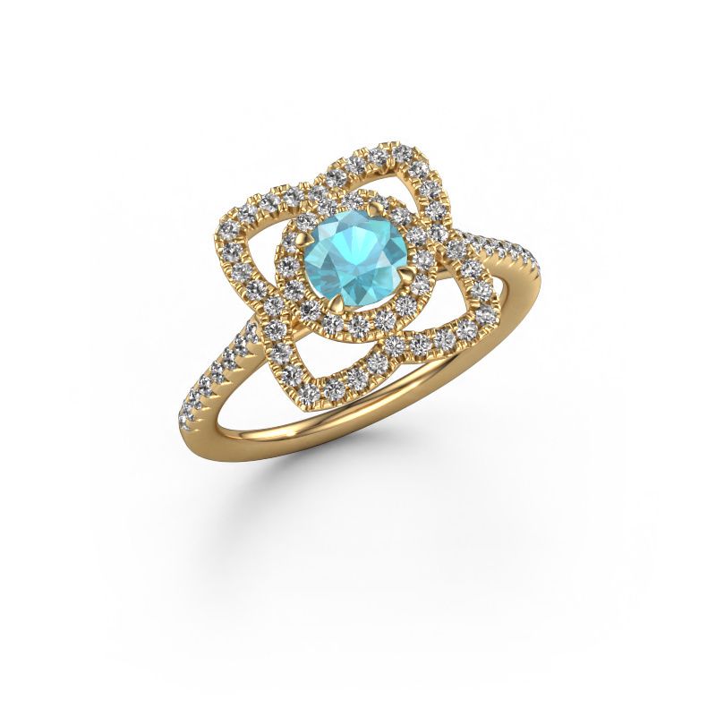 Verlobungsring Cleopatra 585 Gold Blau Topas 5 mm