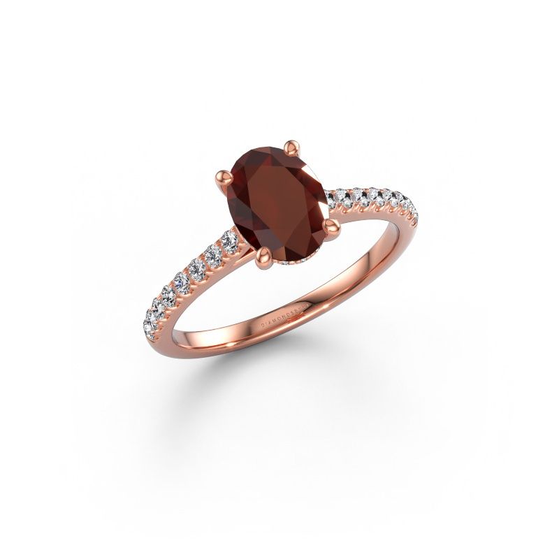 Verlobungsring Sophie OVL 585 Roségold Granat 8x6 mm