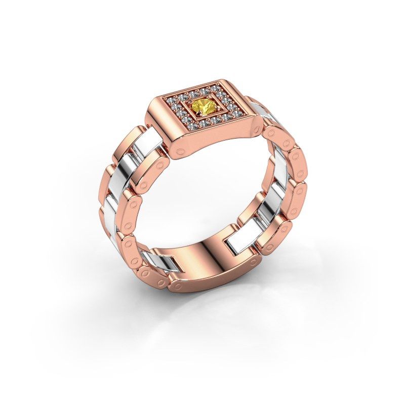 Afbeelding van Heren ring Giel 585 rosé goud gele saffier 2.7 mm