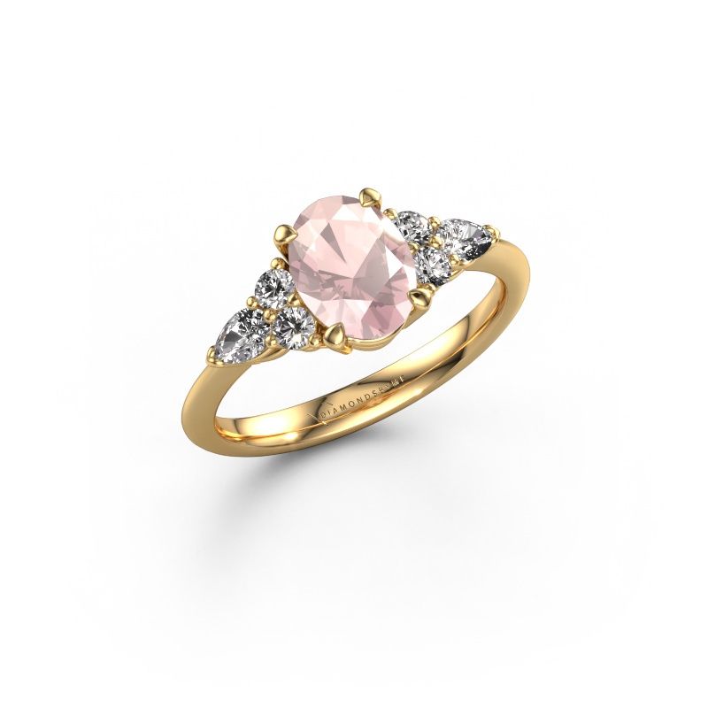 Engagement ring Melani OVL 585 gold morganite champagne 8x6 mm