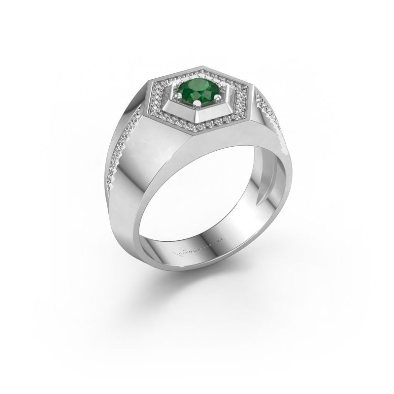 Bague pour homme Sjoerd 950 platine emeraude 4.7 mm