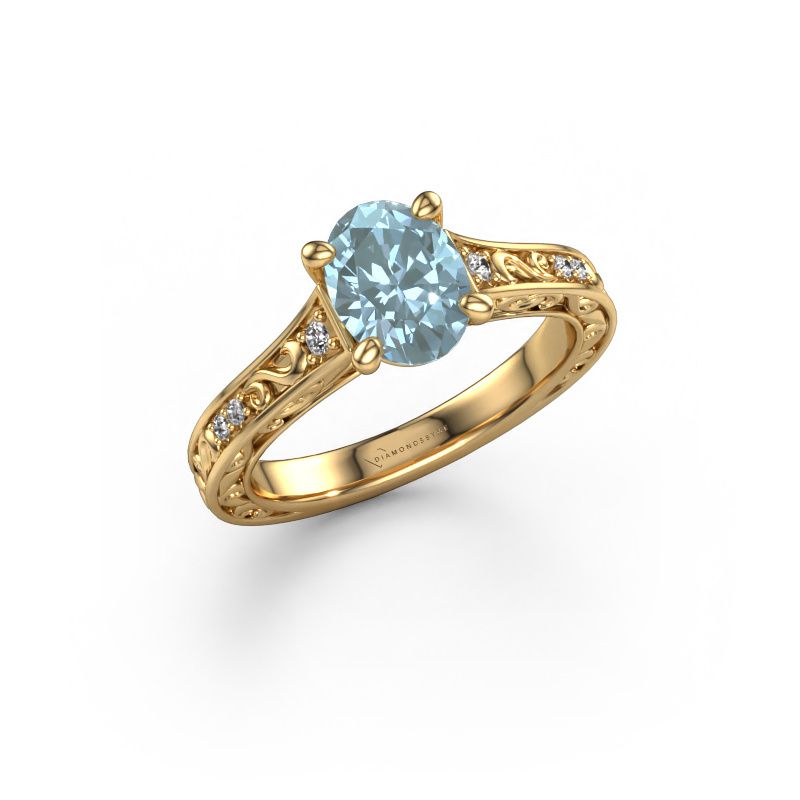 Engagement ring Mallory OVL 585 gold blue lab grown diamond 8x6 mm