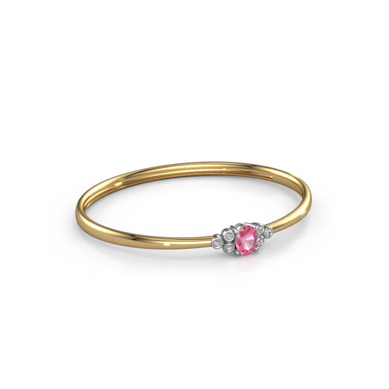 Slavenarmband Lucy 585 goud roze saffier 8x6 mm