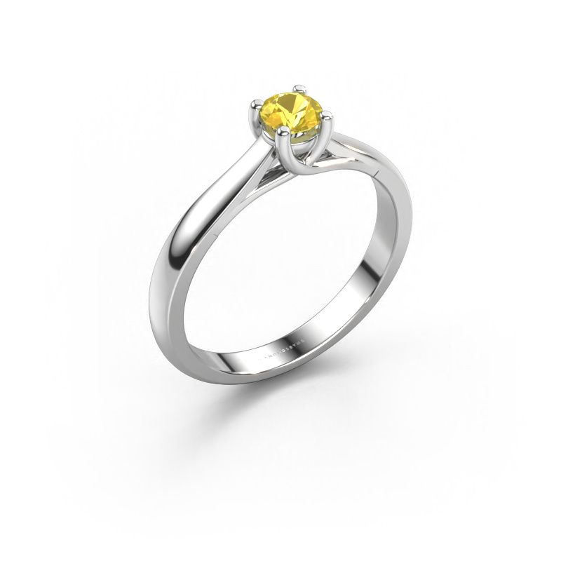 Verlovingsring Mia 1 585 witgoud gele saffier 4 mm