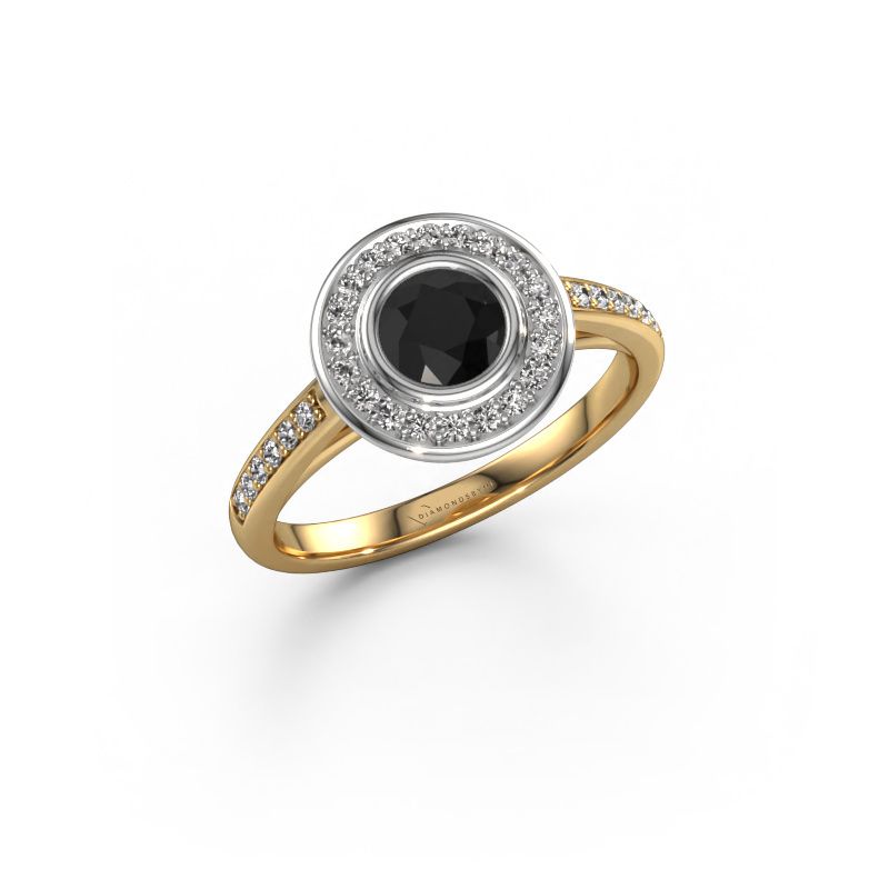 Verlovingsring Noud 2 RND 585 goud zwarte diamant 0.824 crt