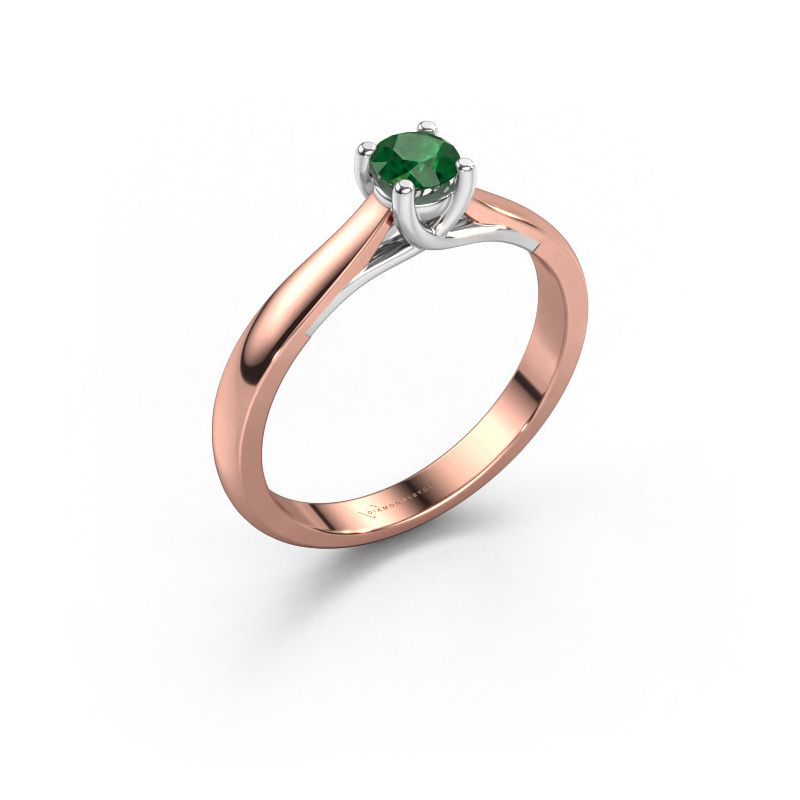 Verlovingsring Mia 1 585 rosé goud smaragd 4 mm