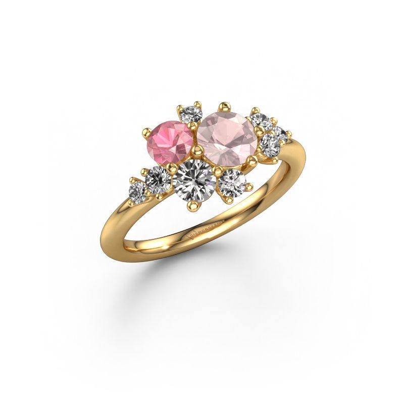 Ring Veronica 585 gold morganite champagne 5.4 mm