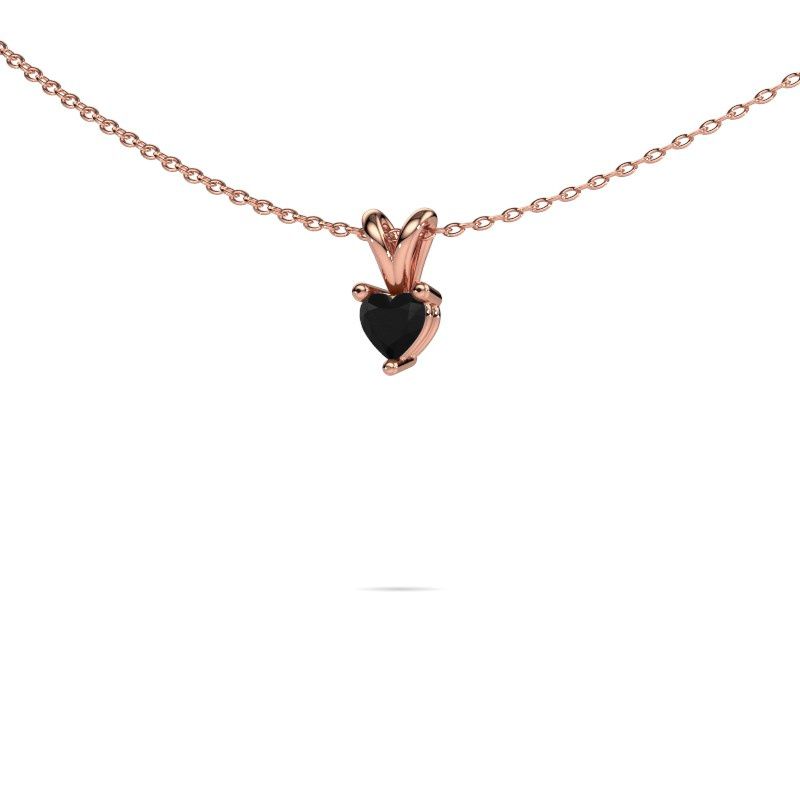 Pendentif Garnet 585 or rose diamant noir 0.30 crt