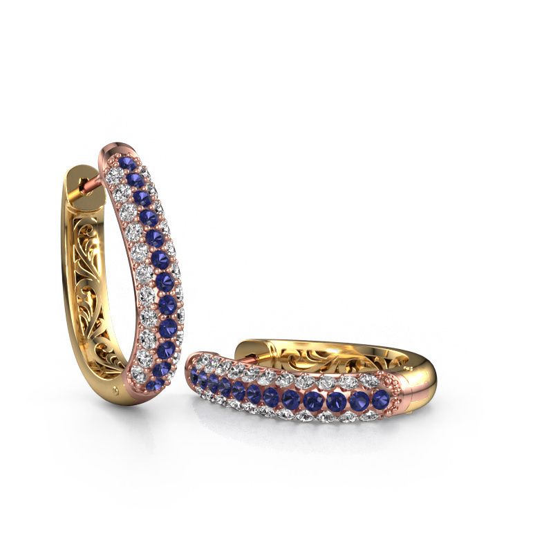 Hoop earrings Danika 12.5 A 585 rose gold sapphire 1.7 mm