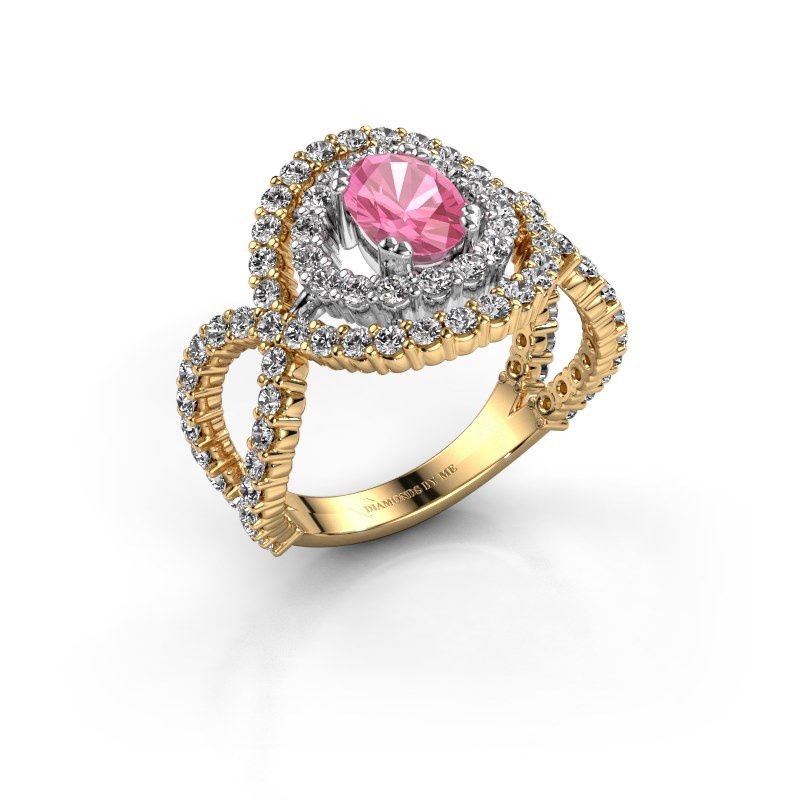 Image de Bague Chau<br/>585 or jaune<br/>Saphir rose 7x5 mm