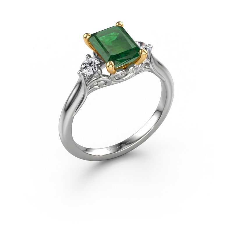 Verlobungsring Laurian EME 585 Weißgold Smaragd 8x6 mm
